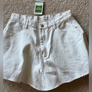 White Wide Leg Shorts L Denim